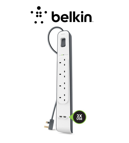 Belkin 2,4 Amp USB Charging 4-outlet Surge Protection Strip (BSV401sa2M)